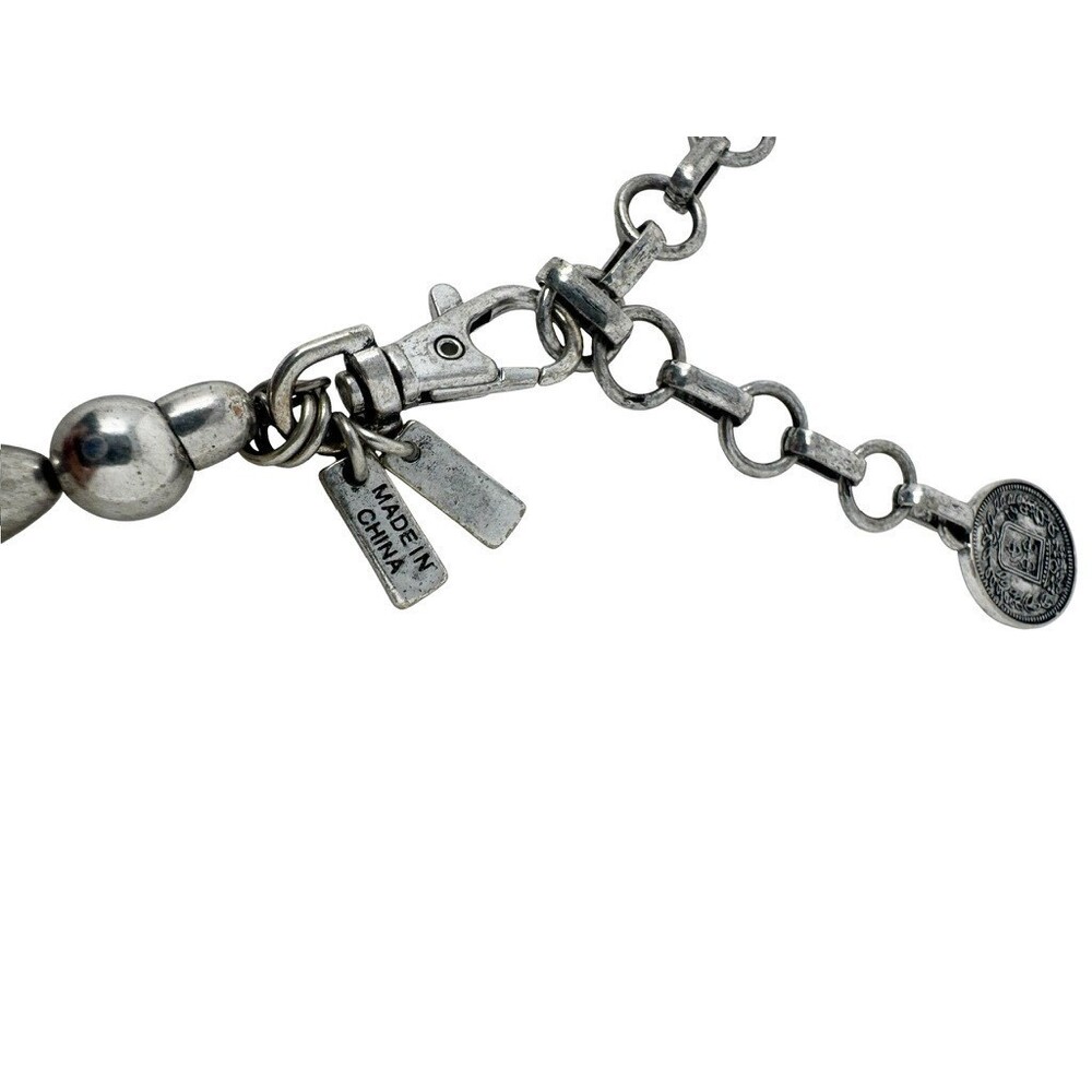 Y2K Boho Silver Tone Aztec Coin Charm Chain Belt Beaded Dangle Hip Waist